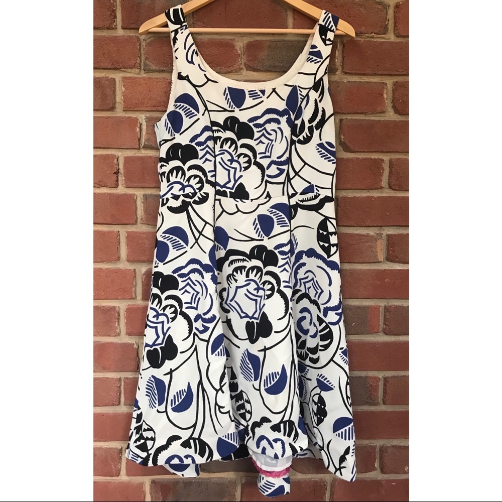 Anthro Vanessa Virginia “Ink Set Blooms” Dress